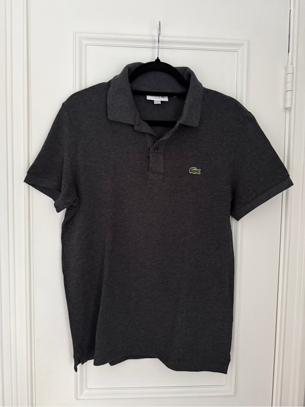 Lacoste Men's Dark Gray Polo Shirt - M slim